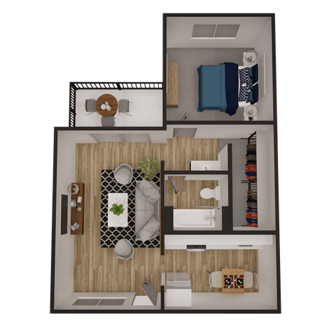 a floor plan of a one bedroom apartment